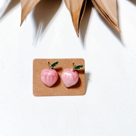 Peach stud earrings S535 - Picture 1 of 4